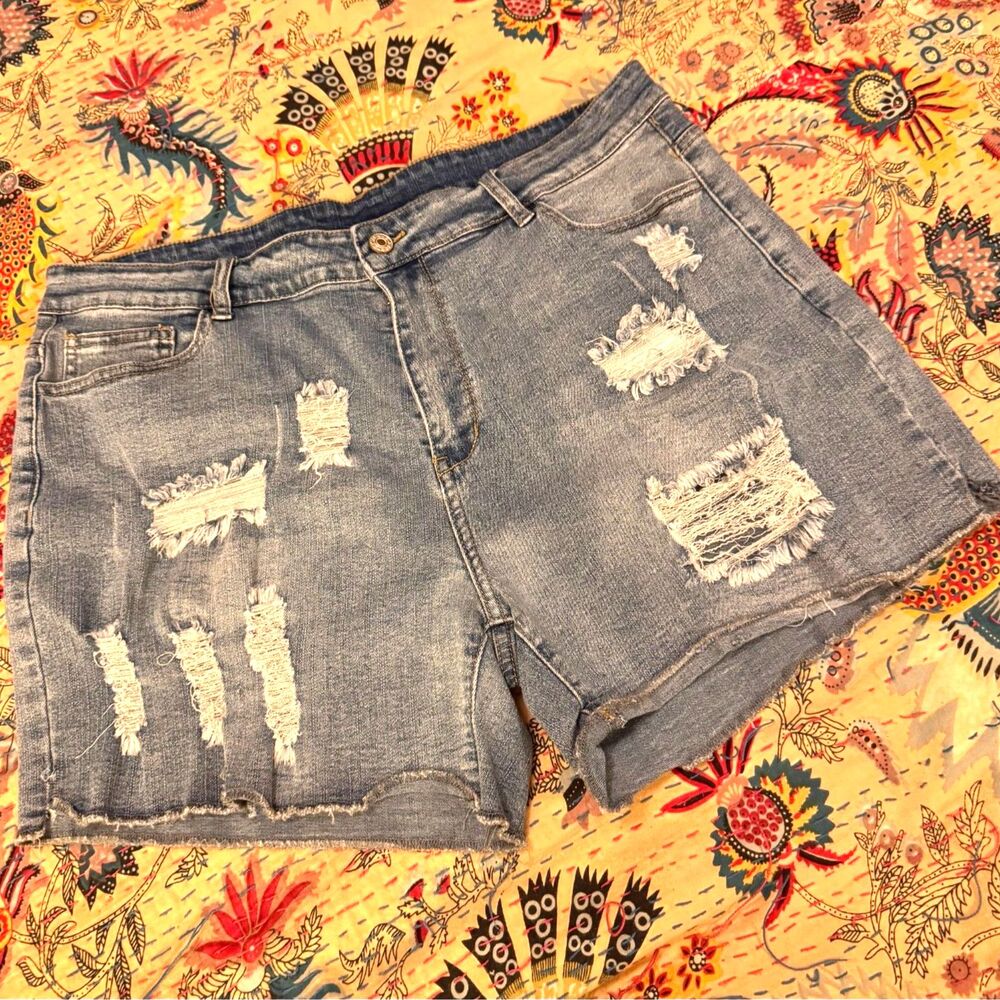 Trendy Ripped Denim Jean Shorts